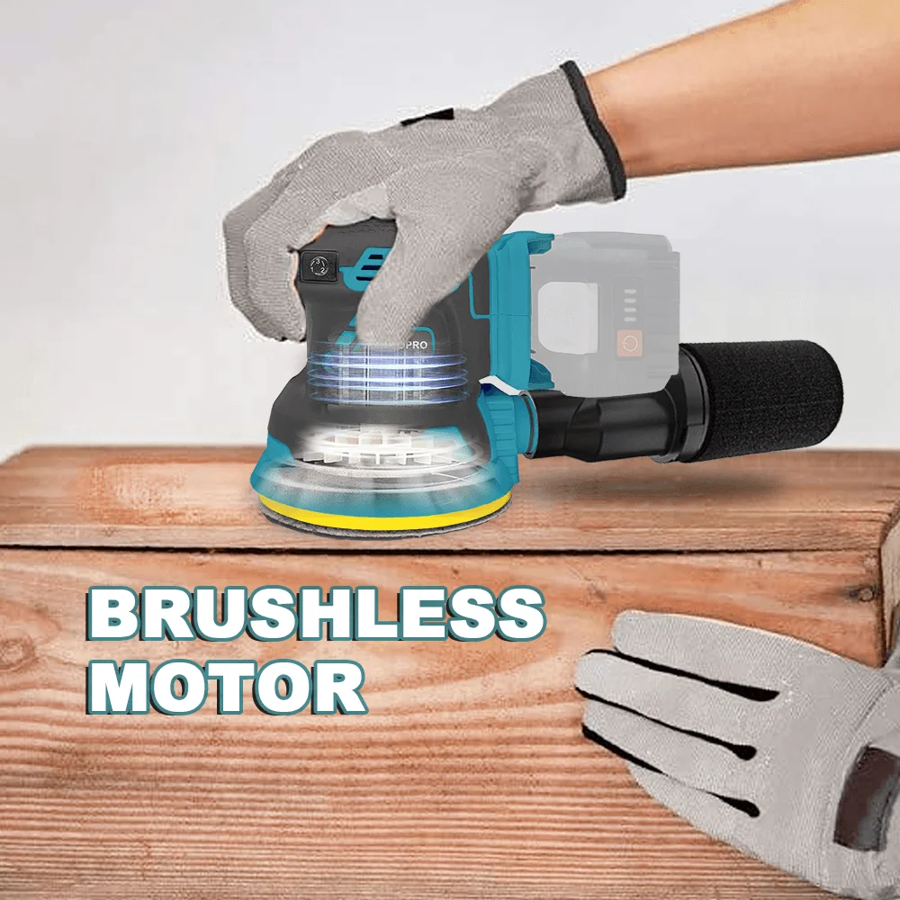 Electric Grinder Electric Sander PATUOPRO 125mm Brushless Random Orbital Electric Sander Wood Grinder Polishing Power Tools For Makita 18V Battery(No Battery)