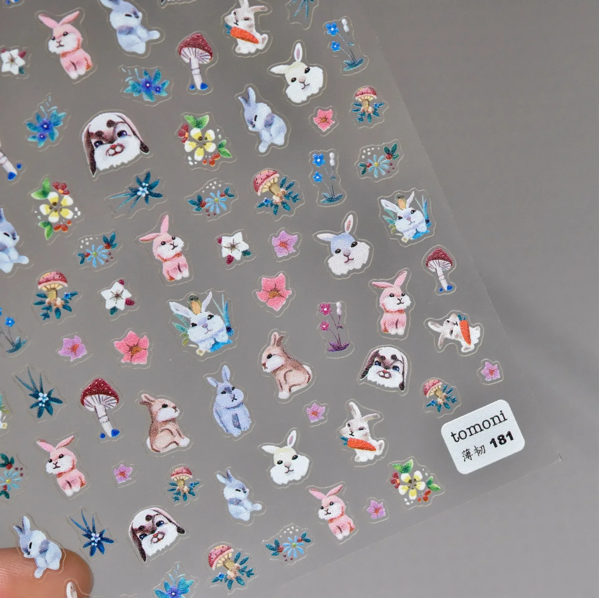 

181 Cute Cartoon Nail Stickers, Bunny Flowers, Art Nail Decoration Accessories