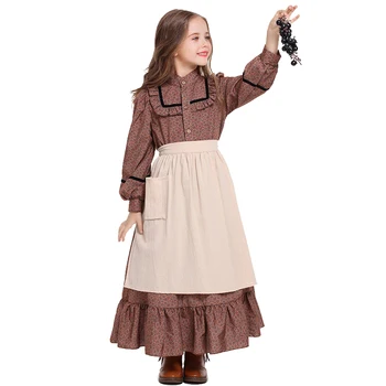 Purim Little House On The Prairie Costume da ragazza pionieriana coloniale americana precoce Cosplay Carnevale Halloween Fancy Party Dress