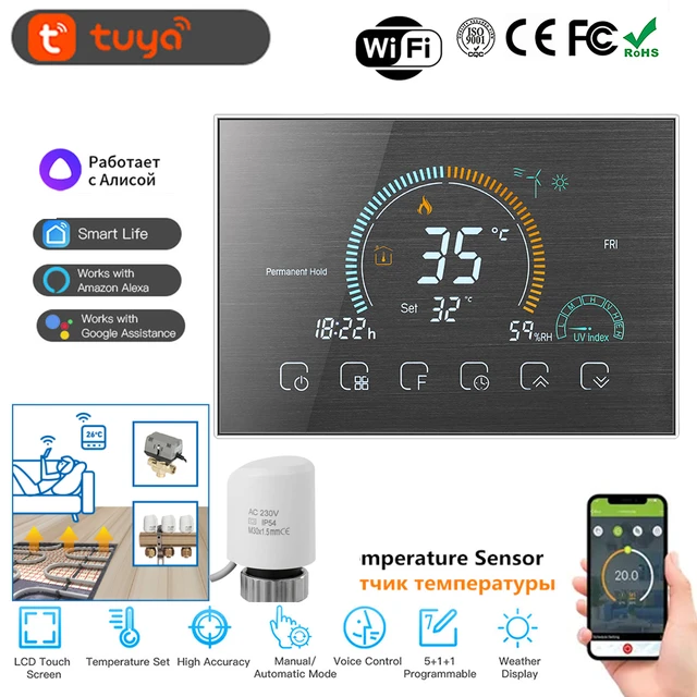 Tuya WiFi Termostato riscaldamento elettrico a pavimento caldaia ad  acqua/Gas Smart Termostato regolatore di temperatura 220V Google Home Alexa  - AliExpress