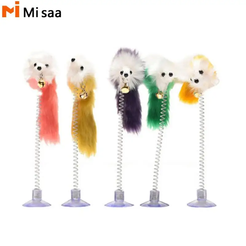 

Interactive Cat Toy Cartoon With Mini Bell Sucker Spring Mouse Cat Toy Pet Cat Toy Stick Feather Rod Mouse Toy