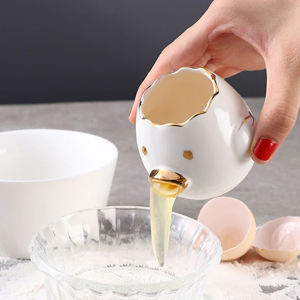 

Nordic Creative Ceramic Egg White Protein Separator Household Egg Liquid Egg Yolk Filter Baking Tool Easy To Clean