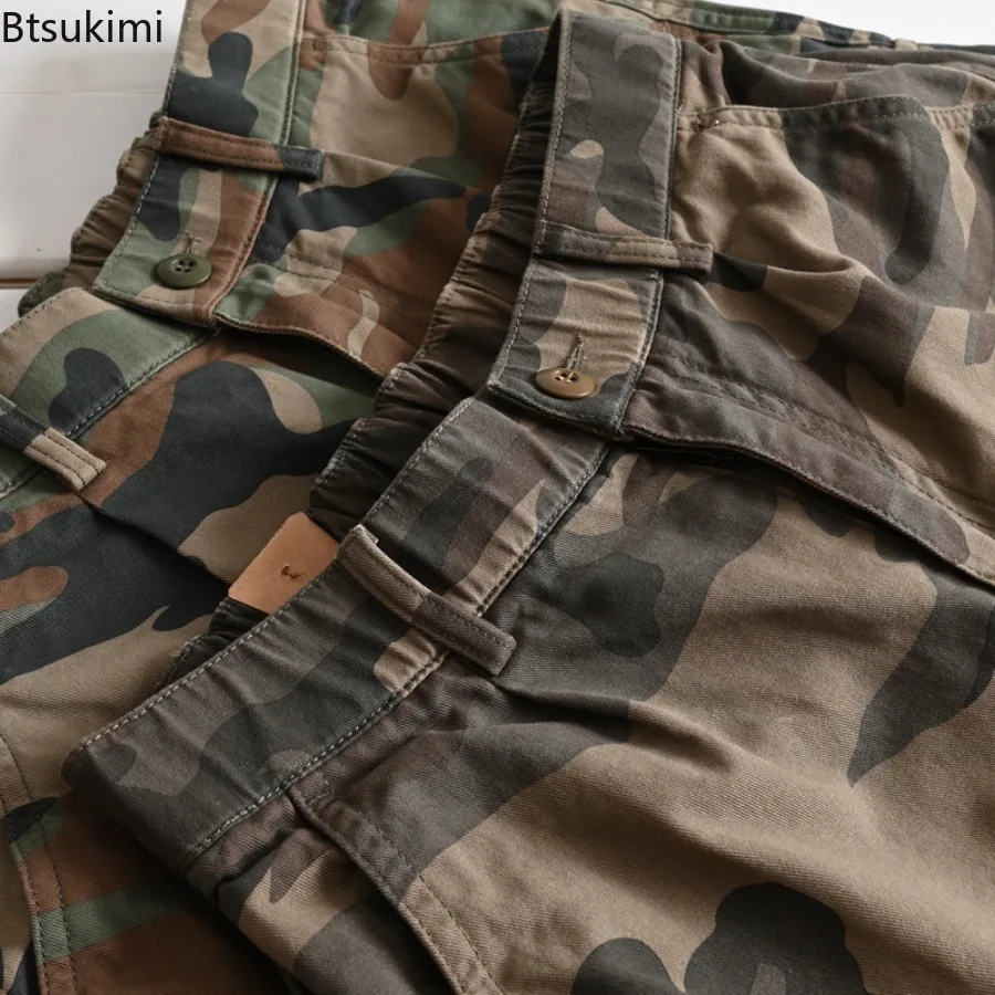 Pantaloni da Lavoro Mimetici da Uomo, Gamba Dritta e Larga, Stile Retrò High Street, Multi Tasche, Casual, Lunghi, Moda Maschile - immagine 5