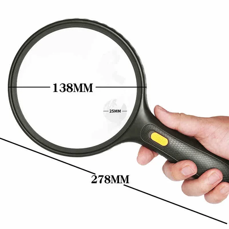 

138mm Optical Magnifying Glass With LED Lights Handheld Backlit Magnifier For Reading Book Lupas