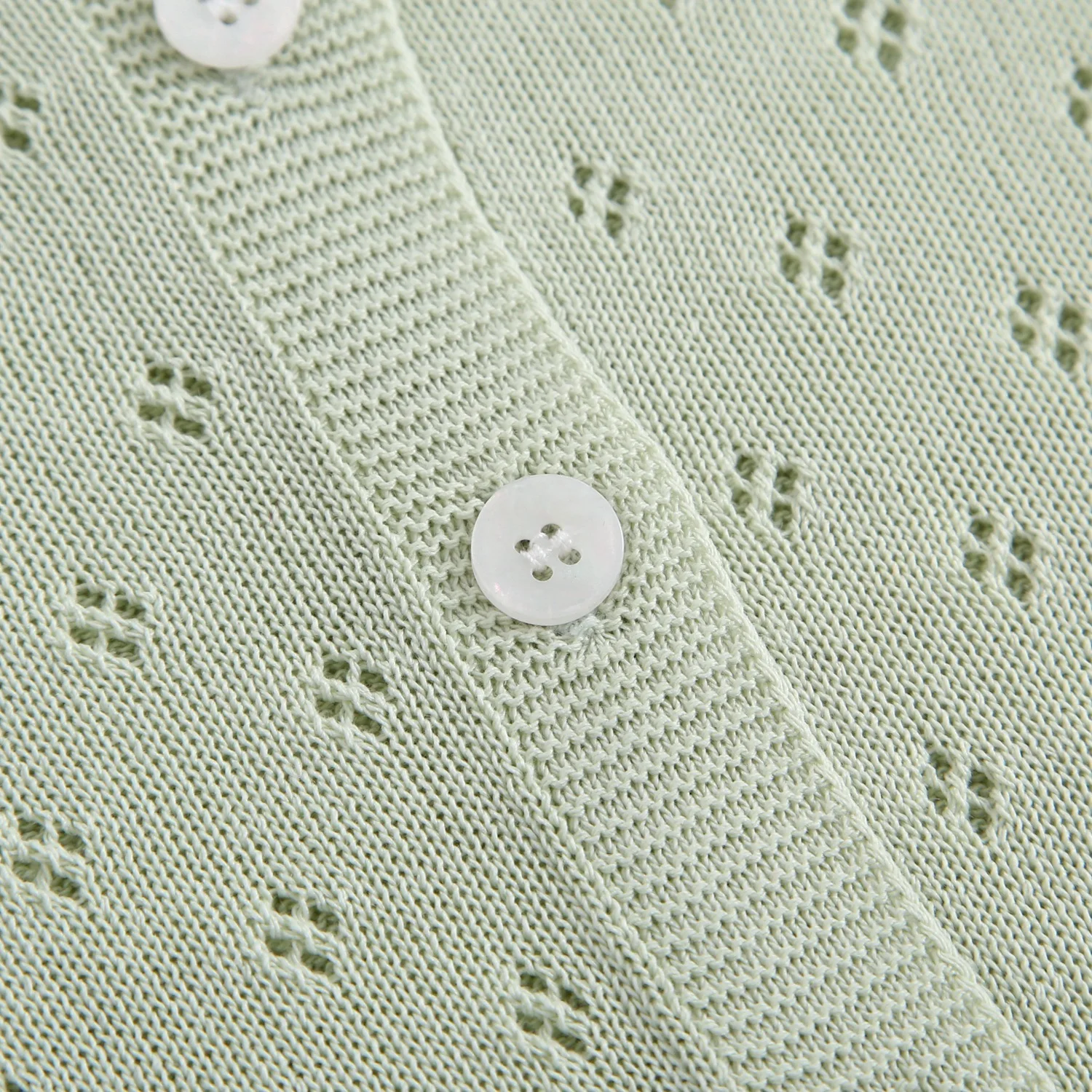 베이비 라운드넥 니트 가디건 한국판 봄여름 신상품, 초박형 속이 빈 자외선 차단 셔츠