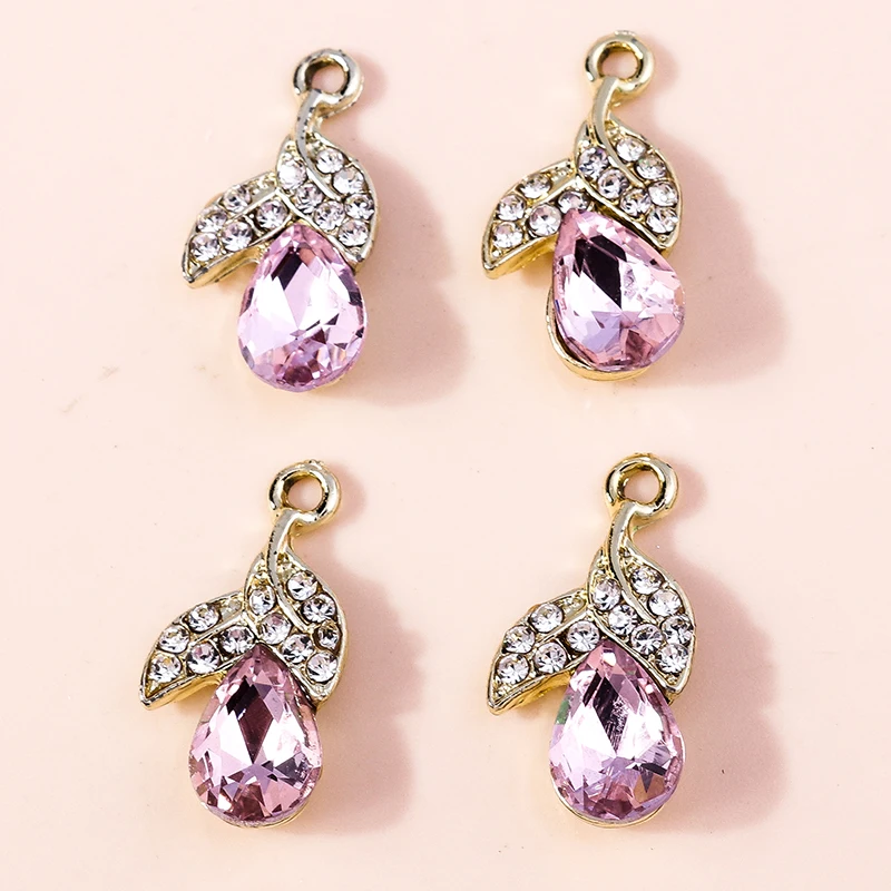 20 Stück 10 x 22 mm elegante Kristall-Baumblatt-Anhänger für die Herstellung von Halsketten, Ohrringen, Armbändern, DIY-Handwerk, Schmuckzubehör – Detail 4