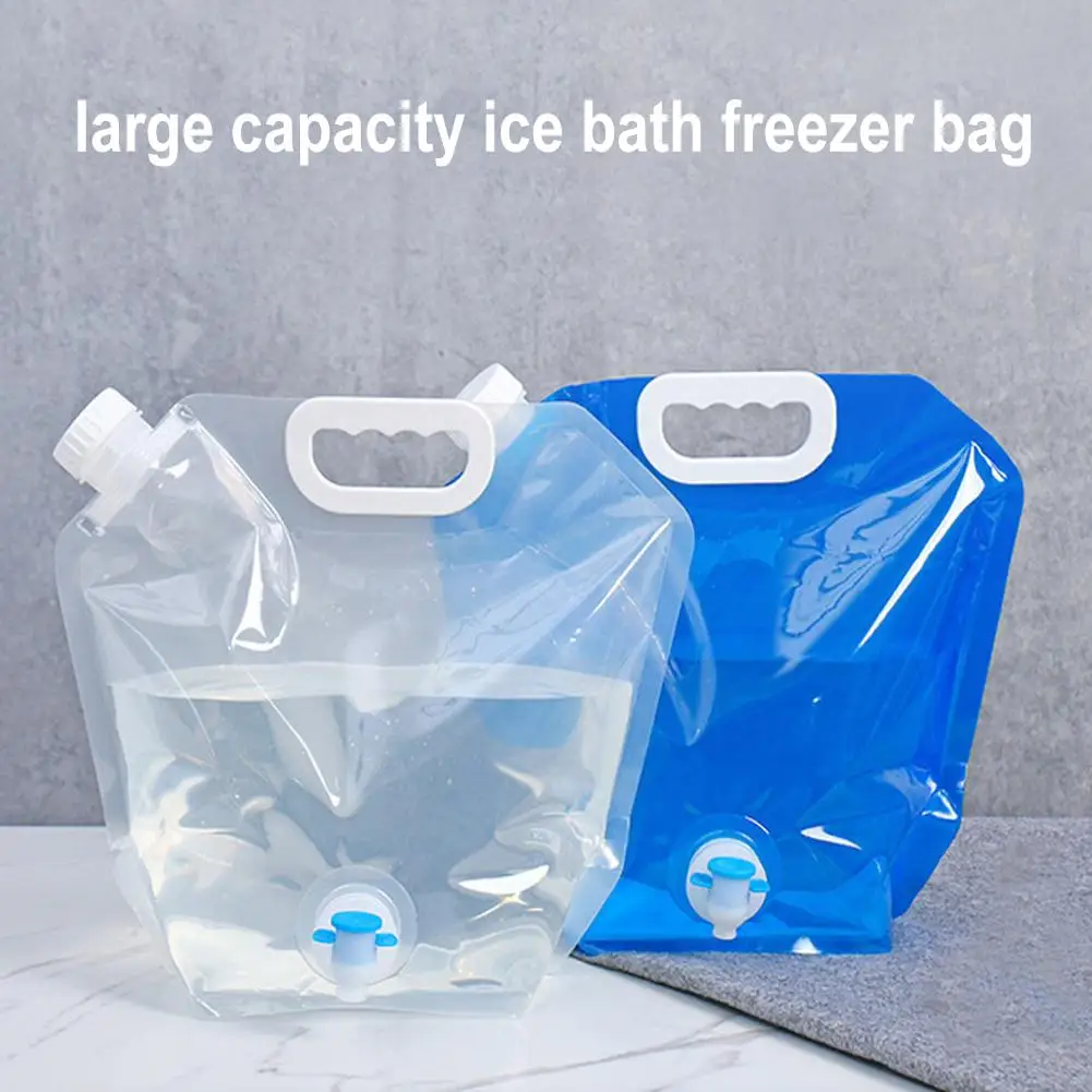Foldable Drinking Water Bag Transparent Outdoor Camping Hiking Thickened Big Capacity Storage Container Portable 5/10L