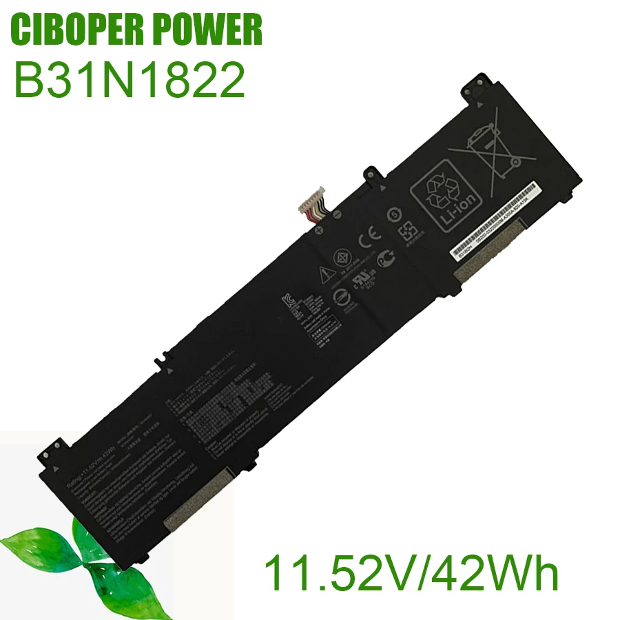 

CP Genuine Laptop Battery B31N1822 11.52V/42Wh/3553mAh For ZenBook Flip 14 Q406DA UM462DA UX462 UX462DA