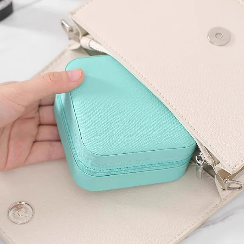 Compact Jewelry Travel Organizer - Portable Display Storage Box for Rings, Earrings, and Necklaces
