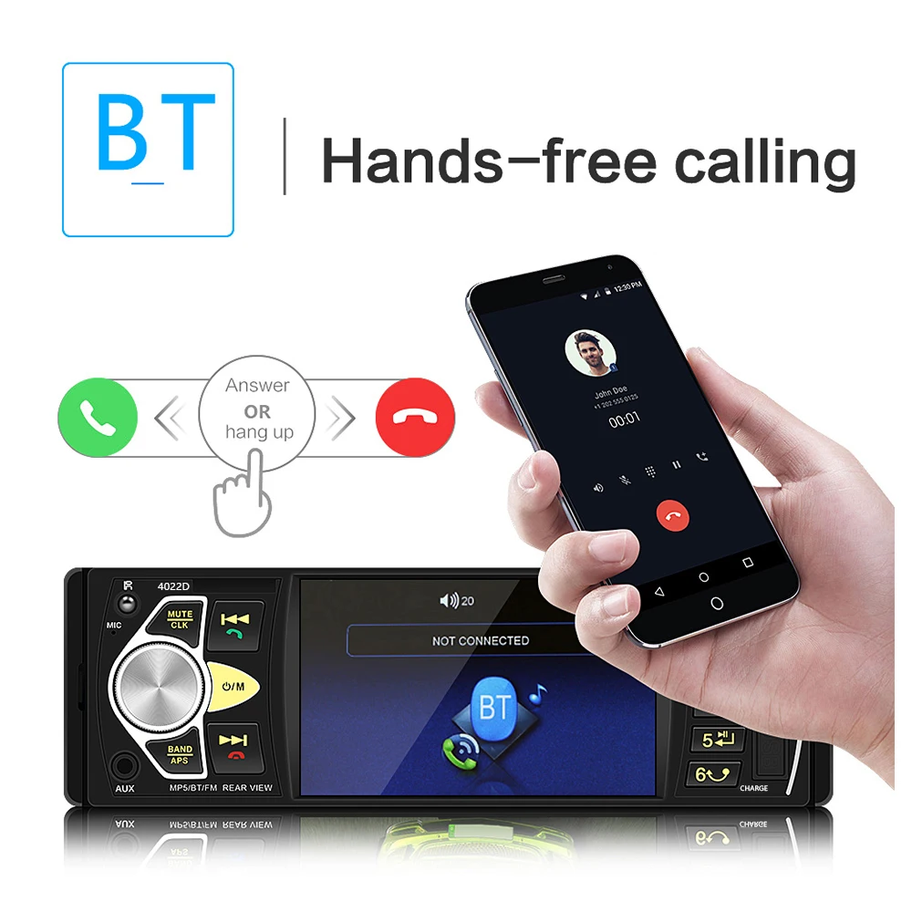 Car Radio 1 Din 4.1 Inch 4022D FM Audio Stereo Player Bluetooth Autoradio Support Rearview Camera Steering Wheel Contral