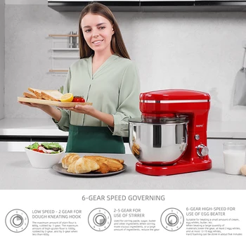 5L Electric Kitchen Food Stand Mixer Stainless Steel Bowl 6 Speed Cream Egg Whisk Whip Dough Kneading Food Mixer 3