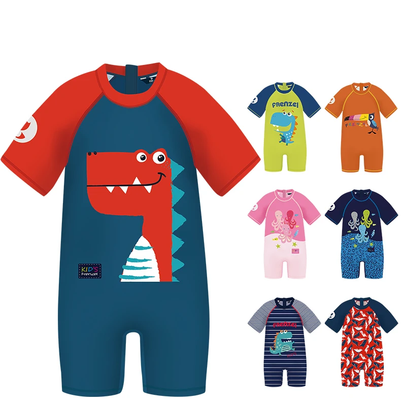 

Kids Swimwear for Girls boys dinosaur Swimsuits 1-8Y short Sleeve Lovely Infant Korean Fashion Girl One-Piece Swimming Outfit