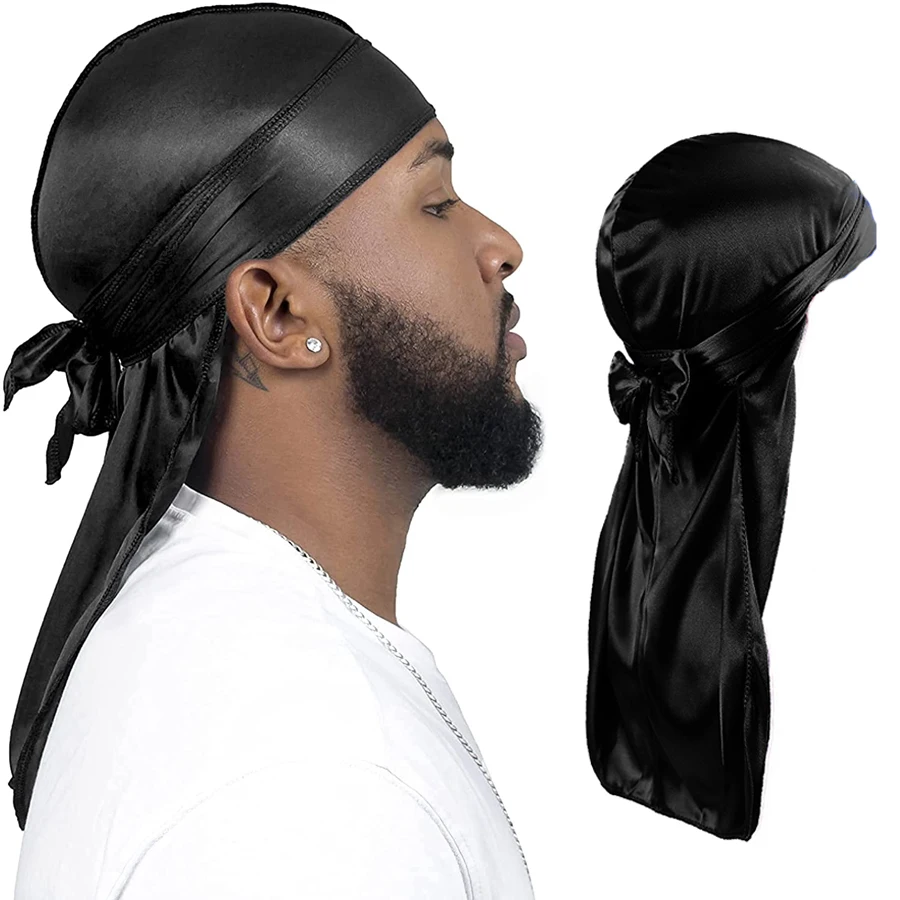 Fashion Silky Durags Turban Hat Unisex Silk Durag Headwear Bandans Headband Hair Accessories Breathable Bandana Hat Pirate Hat reflective lattice men silk durag long straps silky durags bandana turban hat waves cap headwrap du rag