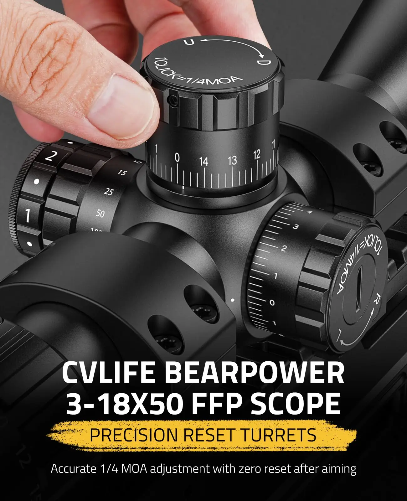 BearPower FFP Scope First Focal Plane Scope MOA Illuminated Reticle Zero Stop and Reset Parallax Adjustment 30mm Tube with
