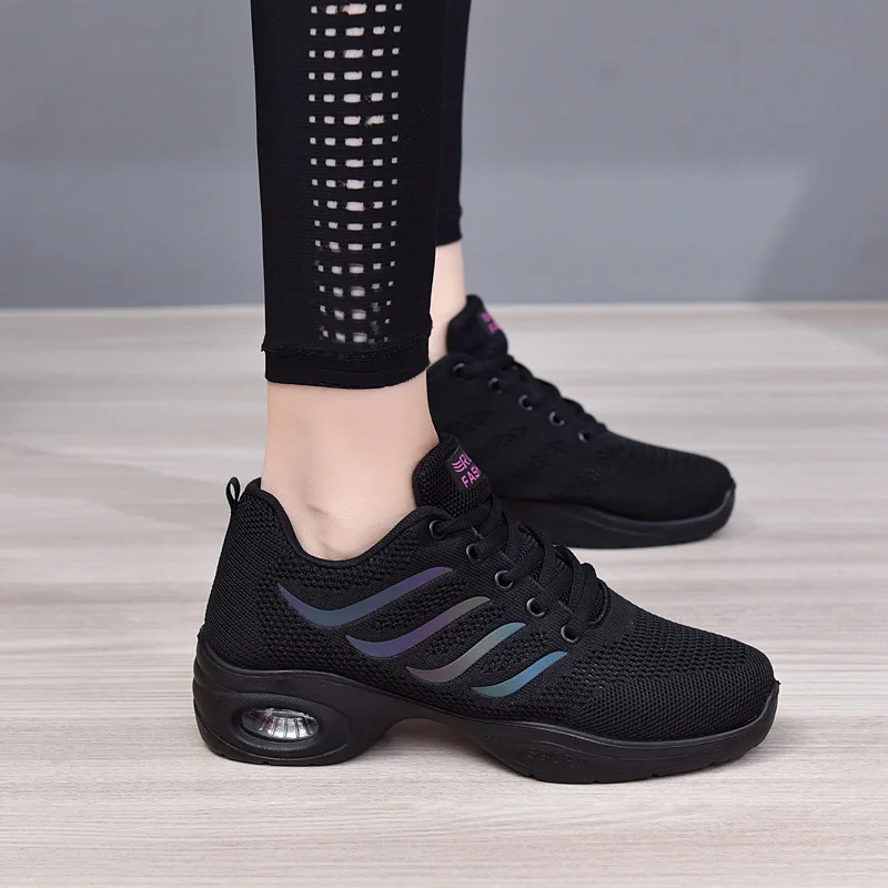 Dance Shoes Woman Ladies Modern Soft Outsole Jazz Sneakers Mesh Breathable Lightweight Female Dancing Fitness Shoes Sport 3
