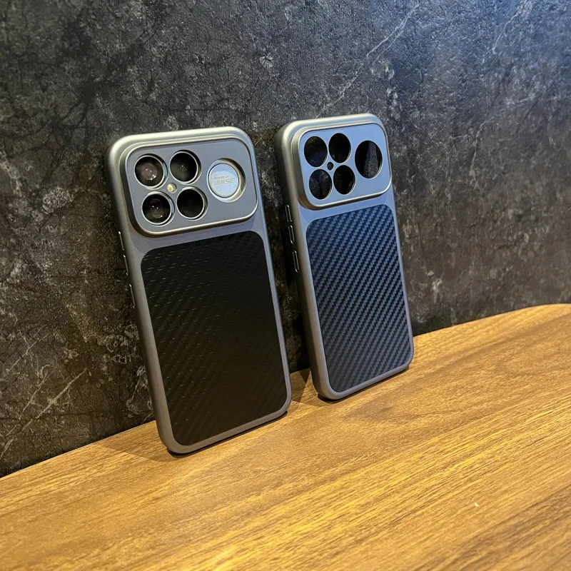 Retro Carbon Fiber Matte Shockproof Magnetic Wireless Charging Case