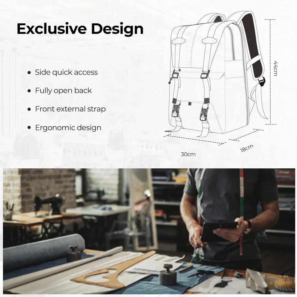 Sac photo Oxford grande capacité noir étanche pour appareil drone PC 15.6"