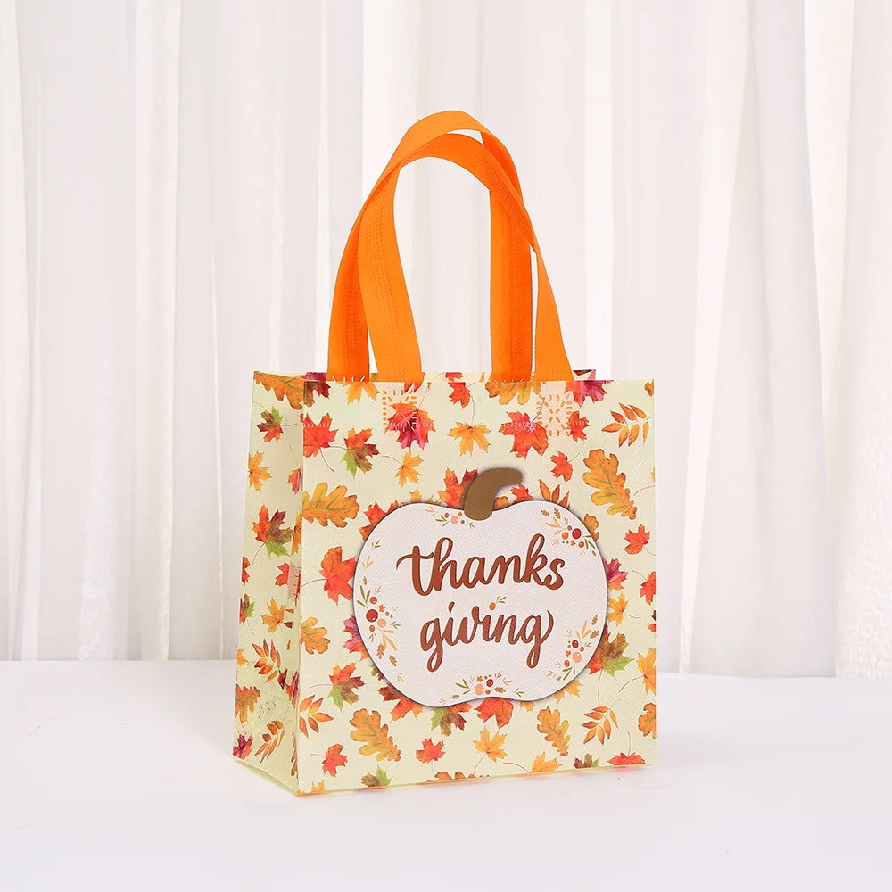 20*20*9cm Thanksgiving Non-Woven Tote Bag For Woman Girls Candy Gift Packaging Bag Party Decor Shopping Bag Home  Storage