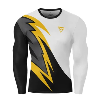 T-shirt sportiva da uomo ad asciugatura rapida traspirante slim fit maniche lunghe palestra fitness corsa all'aperto Rashguard ciclismo top