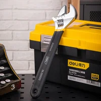 Deli Adjustable Wrench Car Bicycle Wrenchs Dip Plastic Carbon Steel Universal Spanner Mechanical Workshop Hand Repair Tools 1