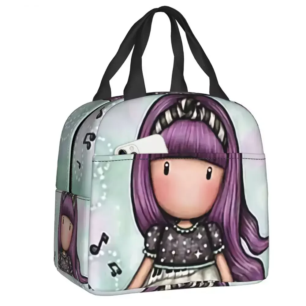 

Мультяшная изолированная сумка для ланча для школы, офиса, кукол аниме Gorjuss, многоразовый термоохладитель, коробка для бенто для женщин