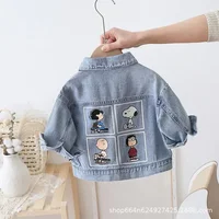 snoopy Baby Denim Jacket 2024 Spring New Children's Clothing Boys and Girls Top Cartoon coat  Denim Top Long Sleeve 1