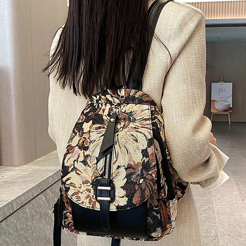 

Luxury Designer 2023 Women Backpack Flower Pattern Female Fashion Shoulder Bags School Backpacks Bag for Teenage Girls Purses