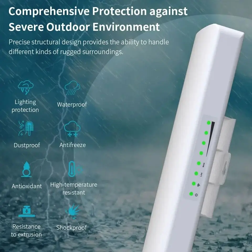Extensor de Longo Alcance para Exterior Roteador Wifi Alta Potência Amplificador de Sinal Repetidor de Ponte sem Fio Impermeável 35km 5.8g 900mbps Cpe - Imagem 6