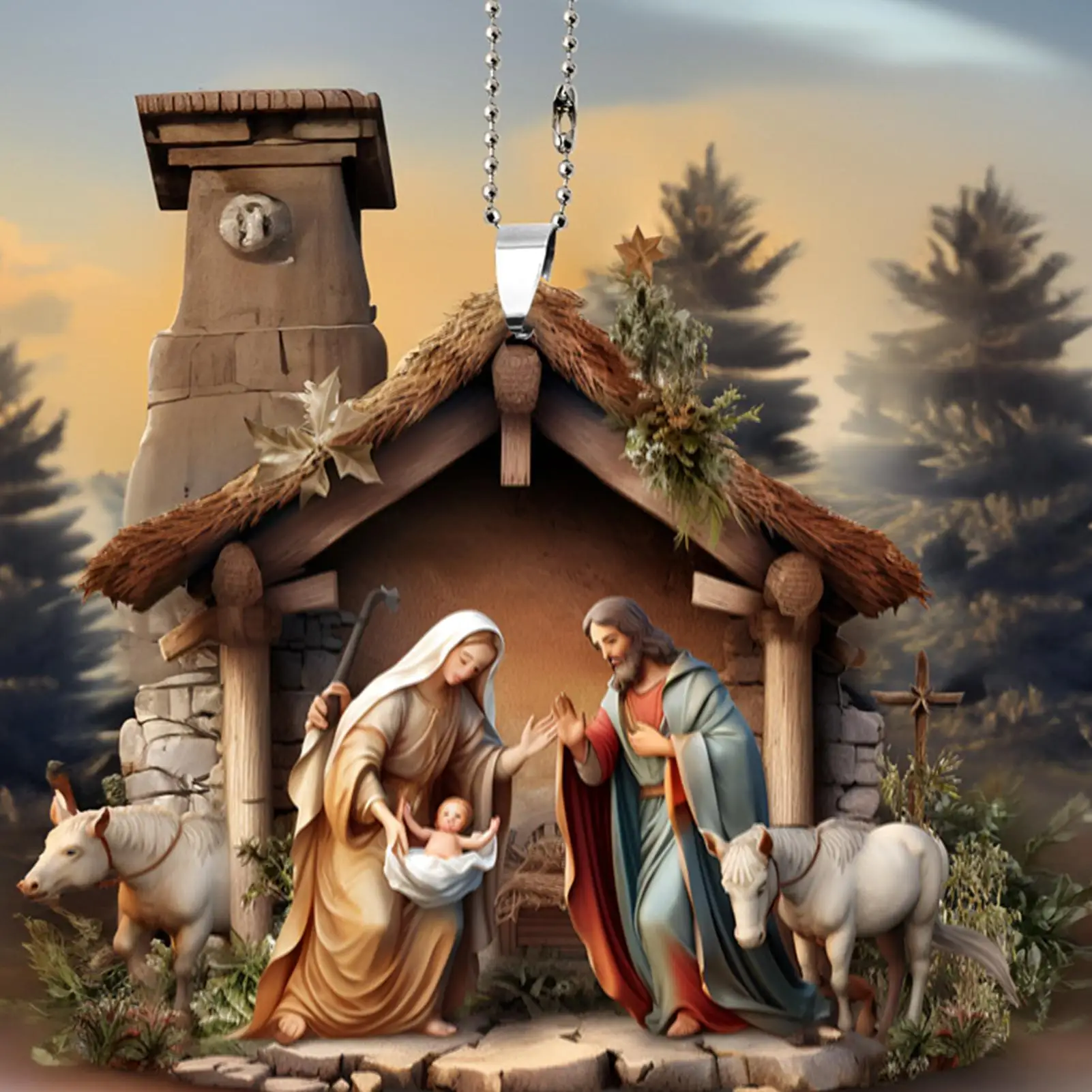 2D Christmas Nativity Scene Ornaments the Birth of Jesus Decor Nativity Scene Christmas Tree Decoration Acrylic Nativity Scene