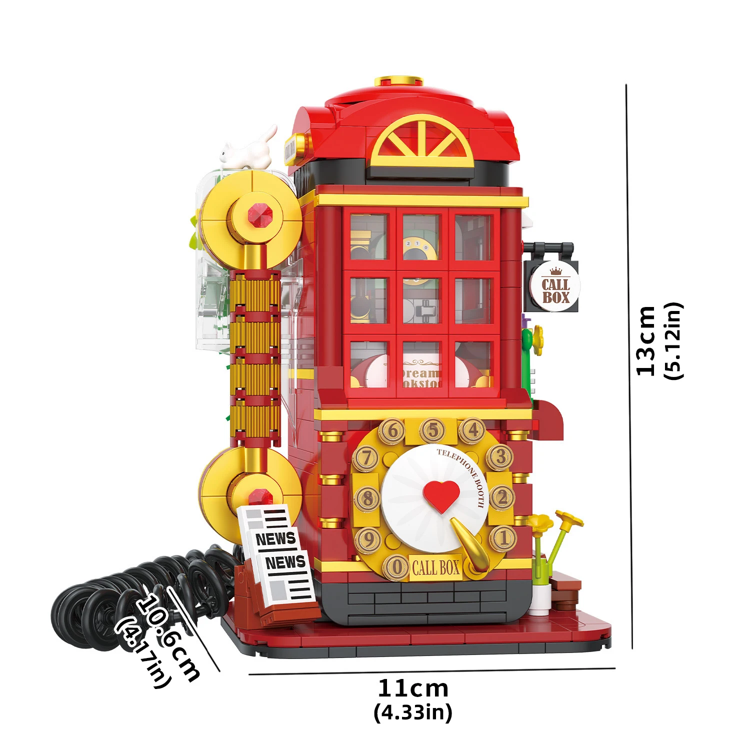 Retro Telephone Box Building Blocks Set DIY Arcade Phone Booth Architecture Model Kit for Adult Kids Birthday Gift Home Decor