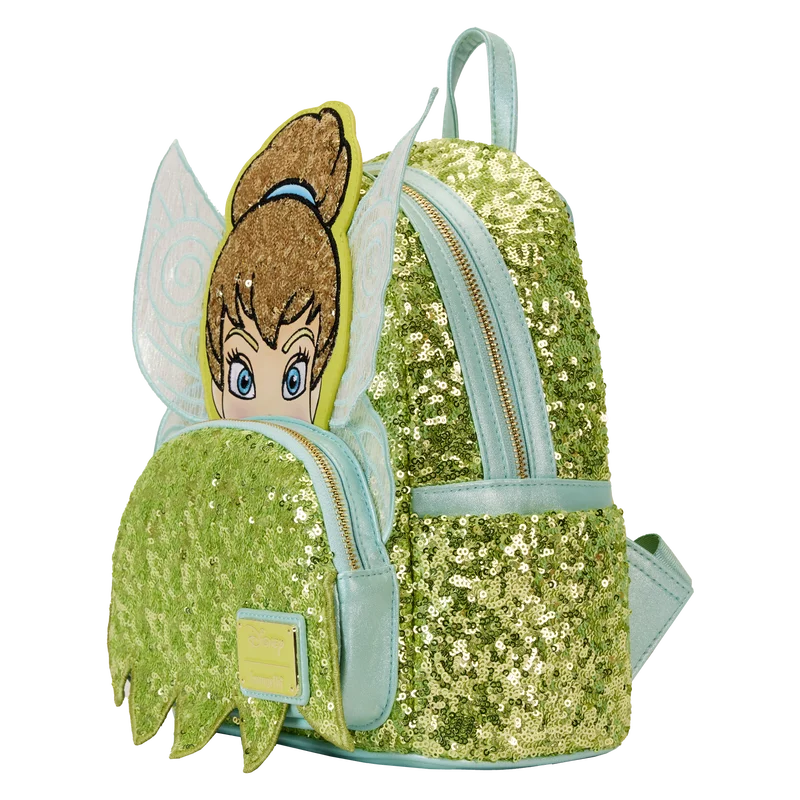 New Loungefly Tinker Bell Sequined Mini Backpack Disney