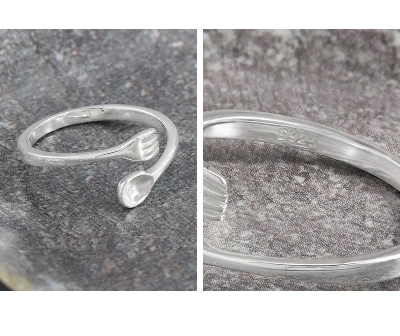 F.I.N.S Original INS Design Fork Spoon S925 Sterling Silver Ring Chic Anti-Allergy Opening Adjustable Finger Fine Jewelry 5