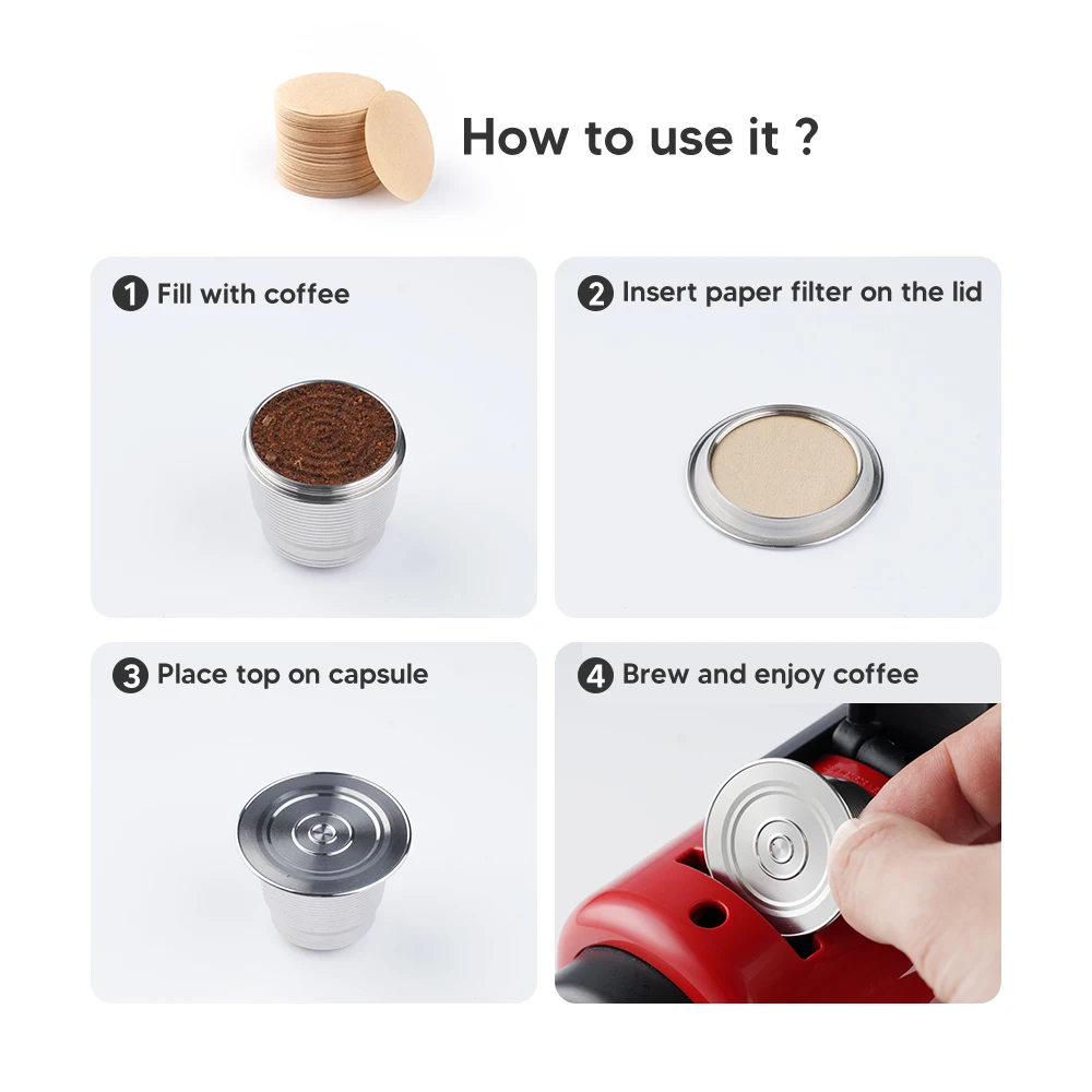 For Nespresso Refillable Capsule Coffee Filter Pod With Dosing