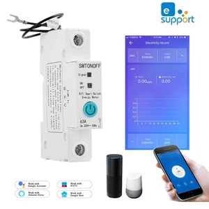 Medidor de energía inteligente para el hogar, vatímetro monofásico con WIFI, carril Din, 1P, consumo de energía en kWh, con Alexa