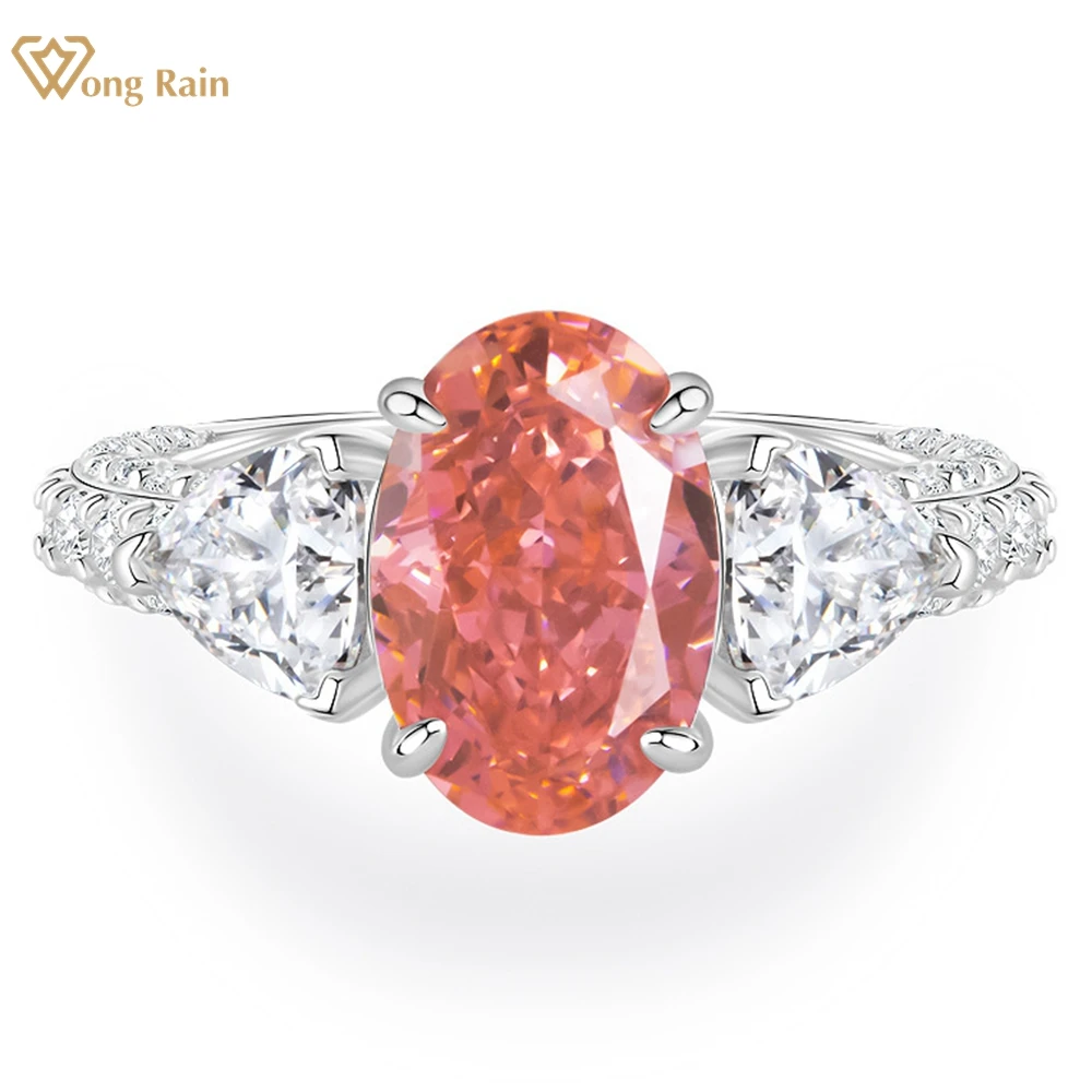 

Wong Rain 100% 925 Sterling Silver Oval 3.5 CT Padparadscha Citrine Gemstone Cocktail Ring Wedding Gifts Engagement Fine Jewelry