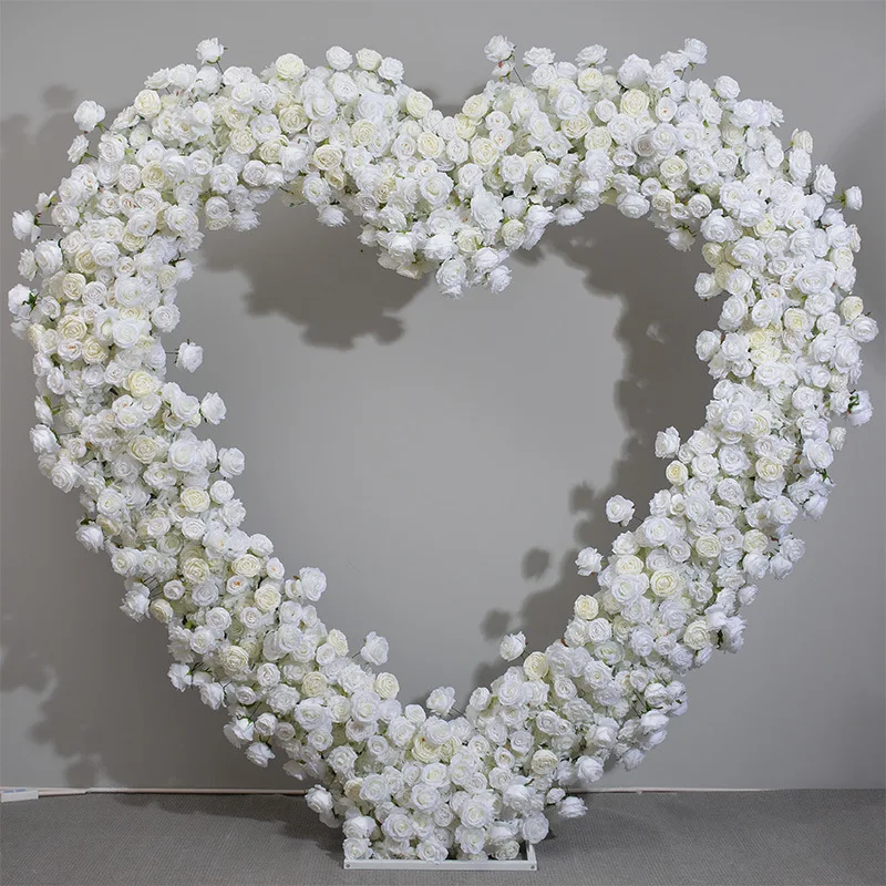 

White Ivory Rose Flower Heart-shaped Arch Wedding Decoration Flowers Row Engagement Ceremony Artificial Flowers Arrangement