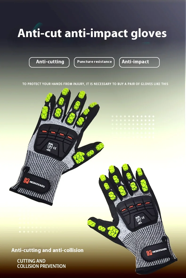 New TPR Mechanical Anti-Impact Gloves CE Certified Level 5 Cut Puncture Resistant for Oil Mining Construction and Heavy Industry