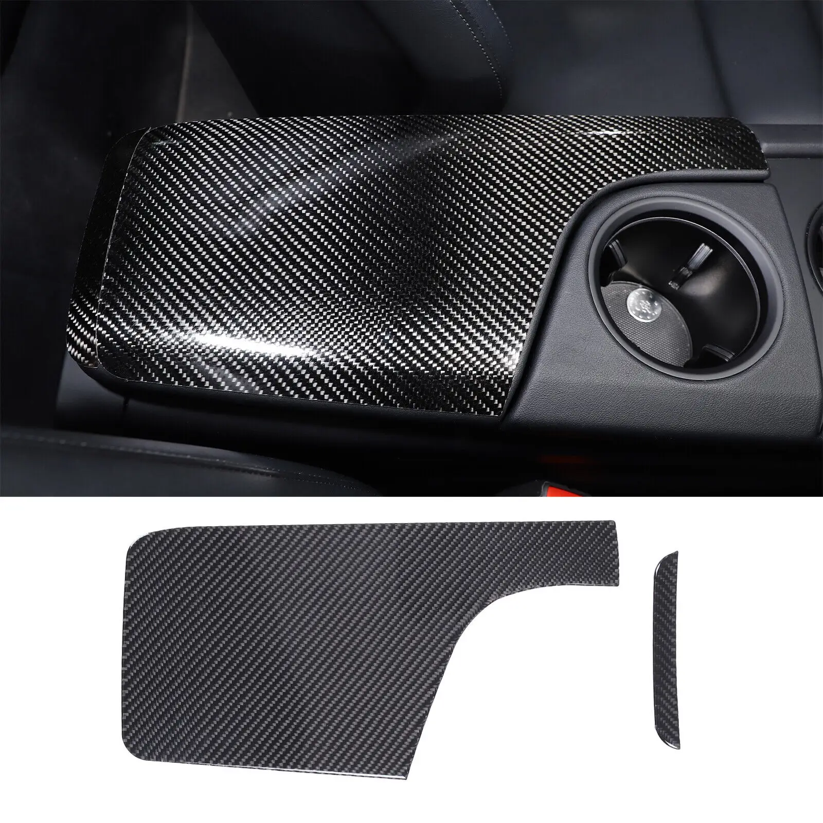 

Soft Carbon Fiber Car Armrest Case Decorative Cover For Porsche Taycan 2019-2022