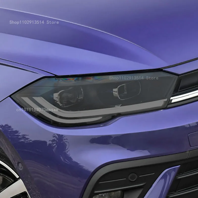

For VW POLO 2021-2023 Car Headlight Protective Film Vinyl Restoration Transparent Black TPU Sticker