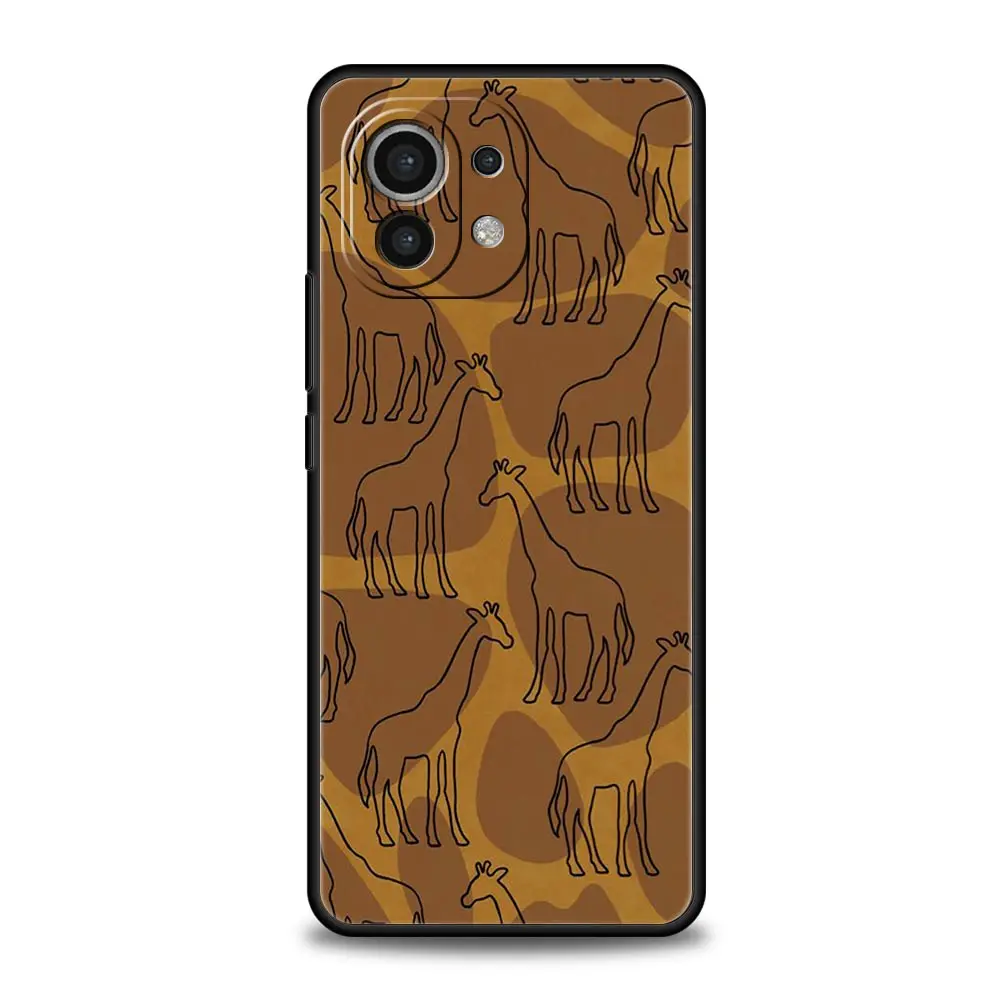 Giraffe Design Silicone Black Phone Case