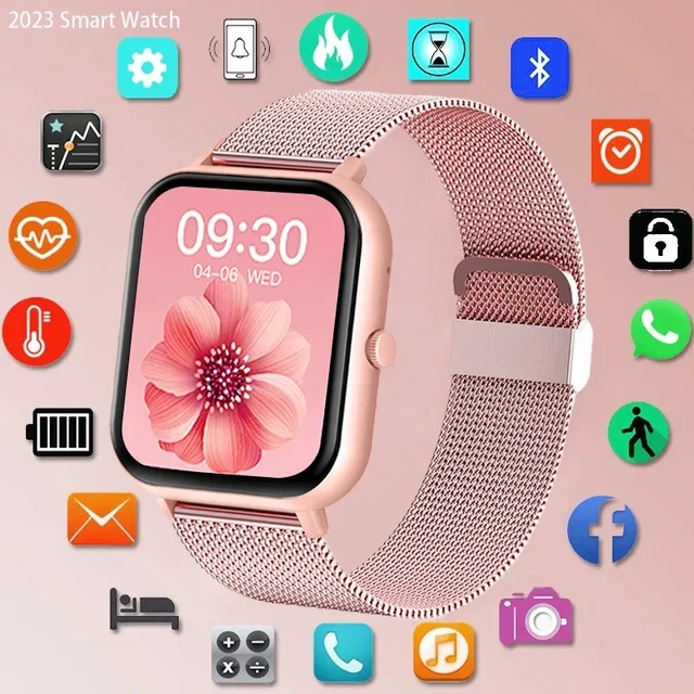 Женские умные часы с Bluetooth и музыкой, совместимы с Android IOS, полносенсорный браслет, часы, пользовательский водонепроницаемый циферблат 1