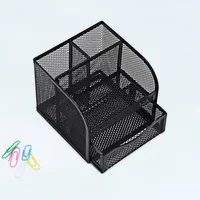 Four grid iron pen holder storage box wholesale student stationery storage box office desktop storage box drawer style 2