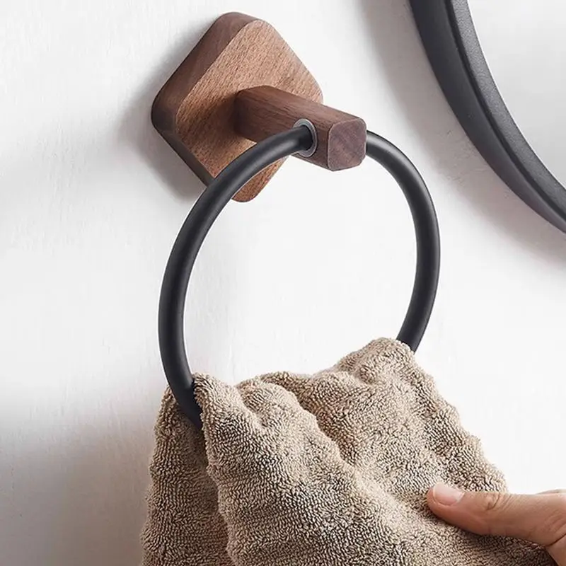 

Алюминиевое кольцо для полотенец из орехового дерева, держатель для полотенец для ванной комнаты, вешалка для полотенец для кухни, настенное крепление, сверхпрочное хранилище