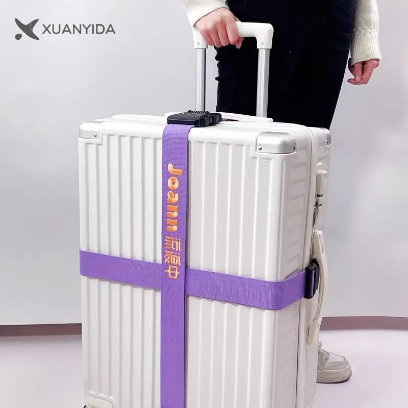 

Ремень для багажа с вышивкой под заказ, для чемоданов, этикеток, логотипа, текста, пряжки, с паролем