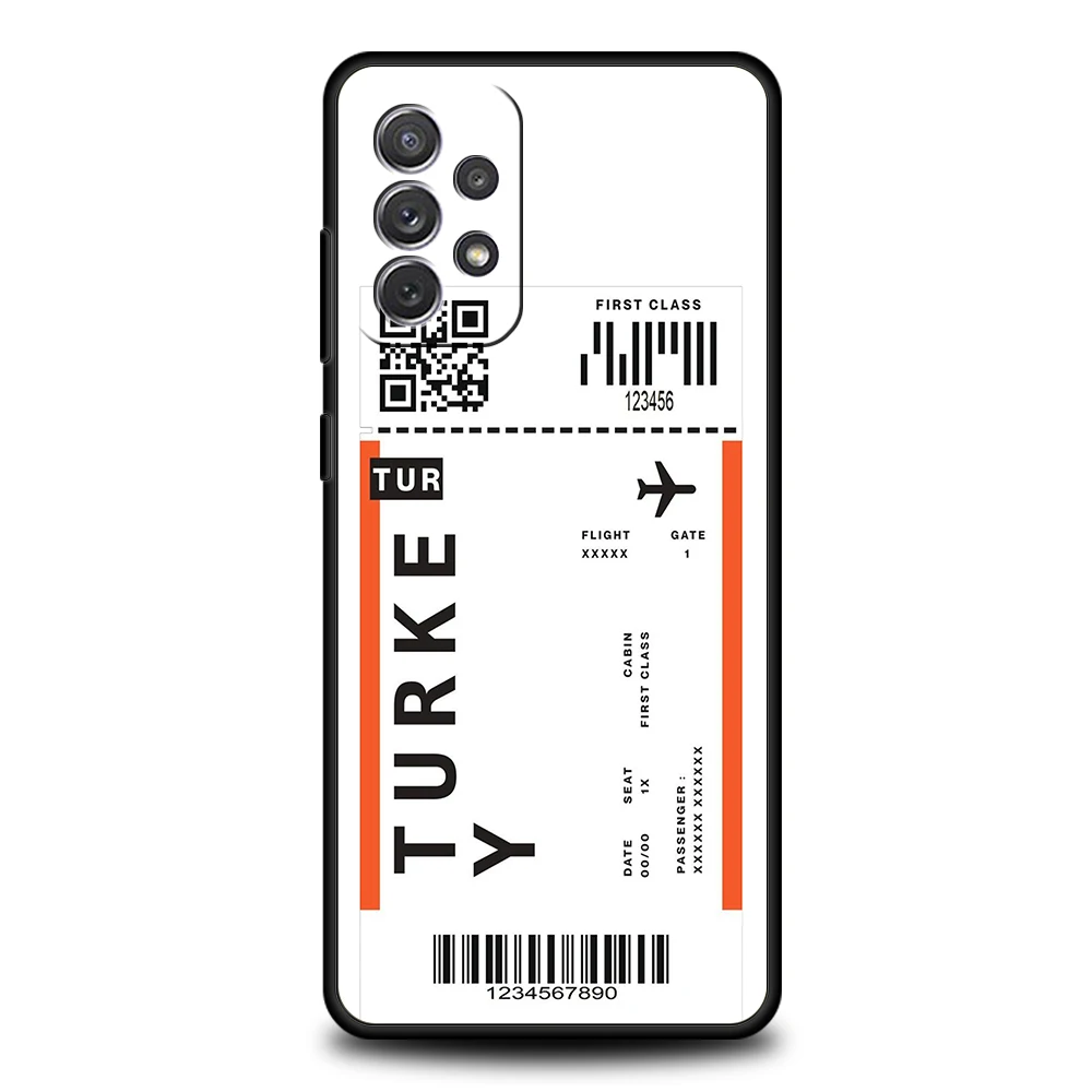 Welt Reise Ticket Seoul New York Telefon Fall für Samsung Galaxy A51 A71 A72 A73 A13 A23 A32 A33 A52 m31 M21 M22 A21S Weiche Shell – Detail 6