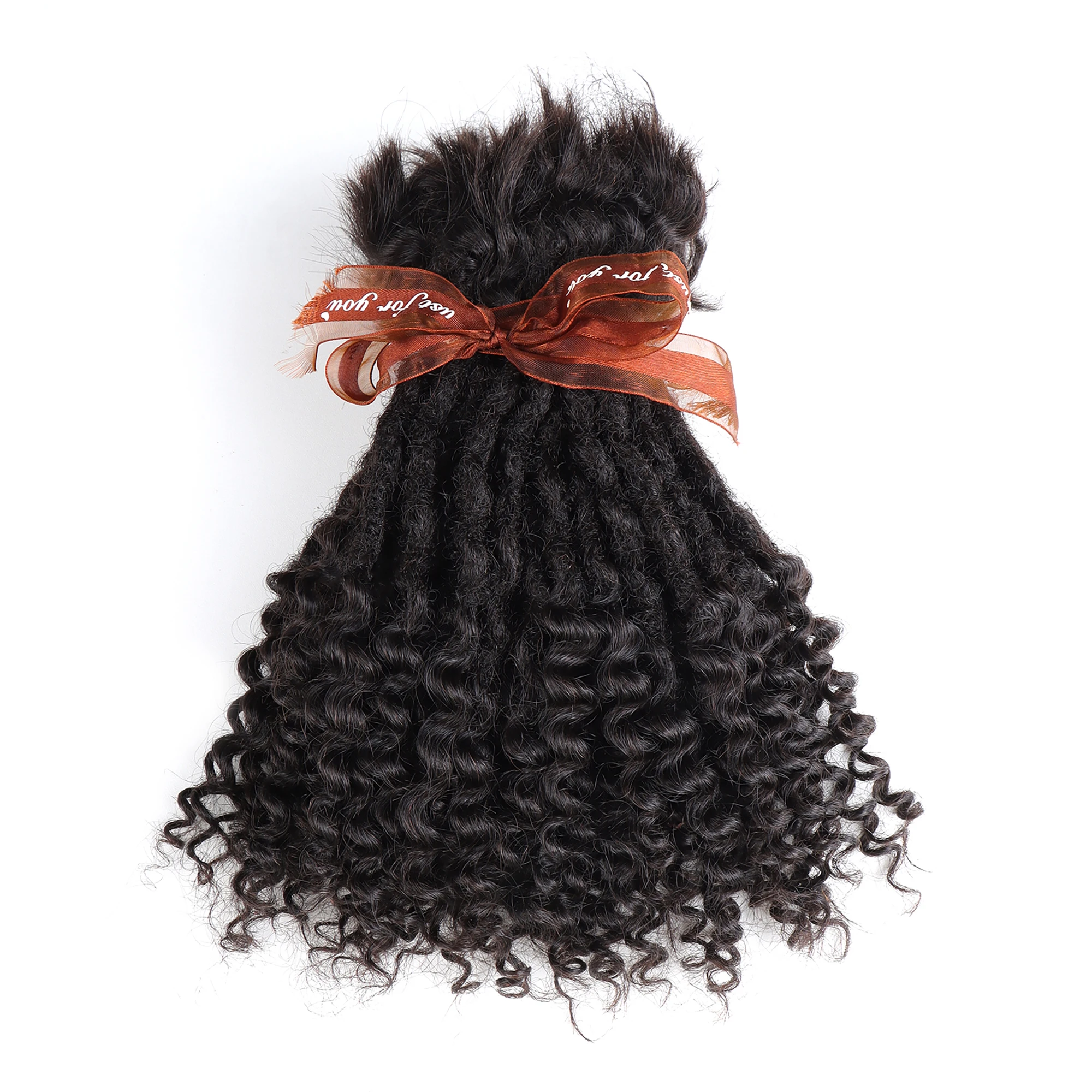 Orientfashion hot sale deep goddness dreadlock ombre coiled curly end loc extensions human hair textured extensions 10inch 70pcs