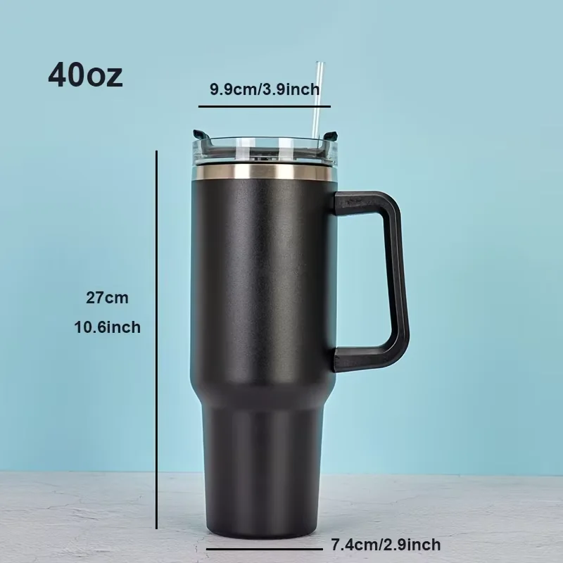 40oz Tumbler Vacuum Insulated Thermos Travel Cup Stainless Steel Water Bottle Coffee Mugs With Handle Outdoor Drinkware