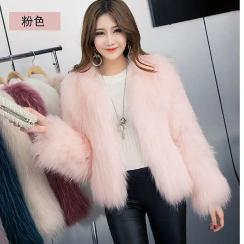 Fluffy Fur Coat Women Short Tops Warm Faux Fur Jacket Korean Chic Streetwear Black White Pink Fur Coat Women Clothing