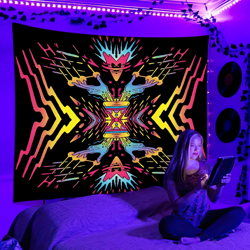 Black Light UV Tapestry with Psychedelic Mushroom Design for Party Decor  Wall Tapestry Room Decor - AliExpress