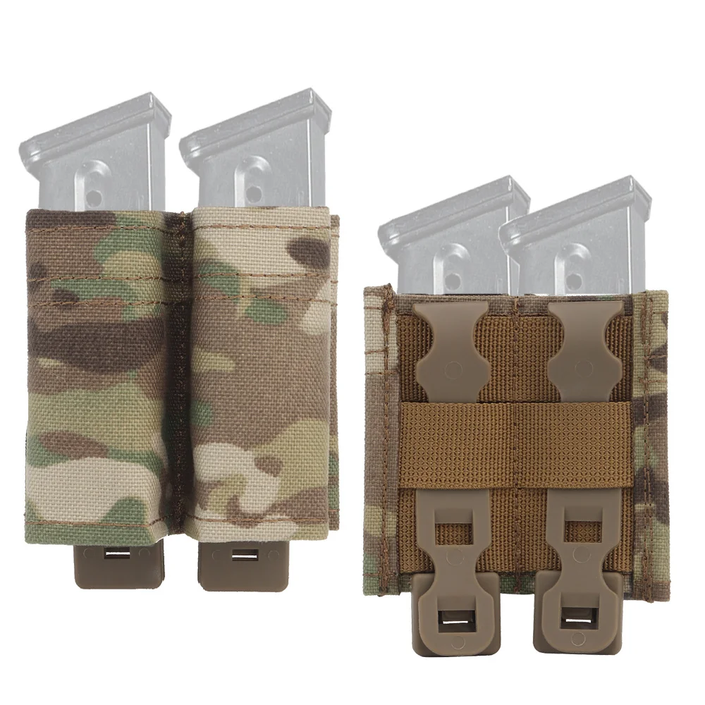 

Tactical Pistol Double Magazine Pouch Military FAST 9MM Mag MOLLE Bag Hunting Airsoft AMMO Holder Nylon Support Malice Clip